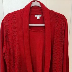 Red Croft and Barrow pointelle mock lawyer sweater , woman’s large.